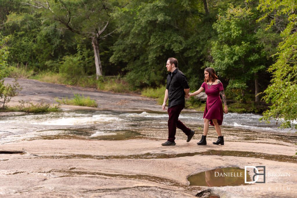 Tribble Mill Waterfall Engagement Photographer